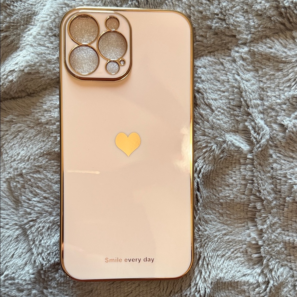 Gold and White Heart Design Phone Case